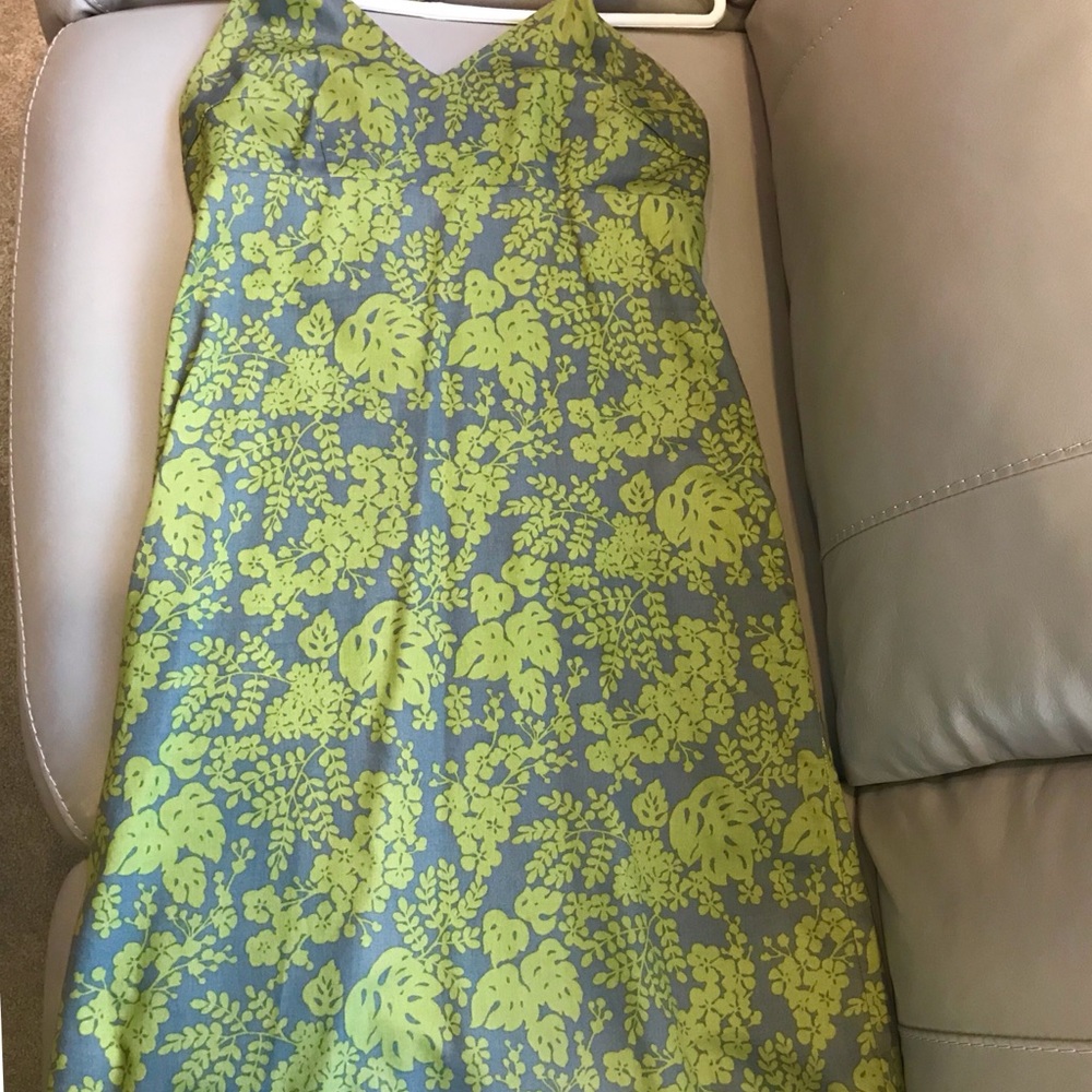 J Crew Green/Gray halter dress size 4